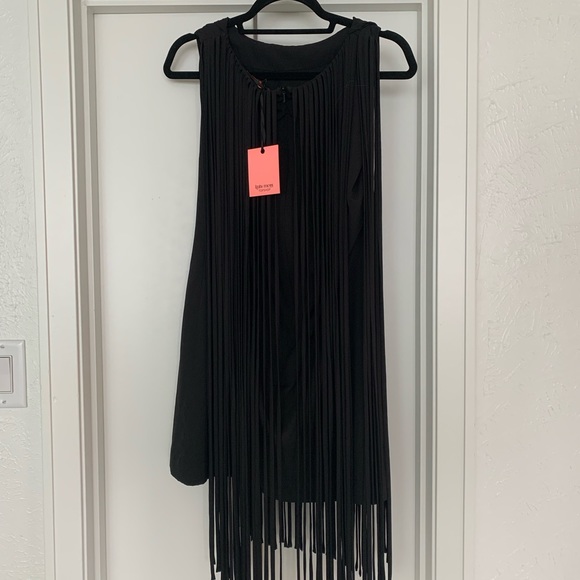 TOPSHOPxKATEMOSS fun fringe little black dress - Picture 3 of 5